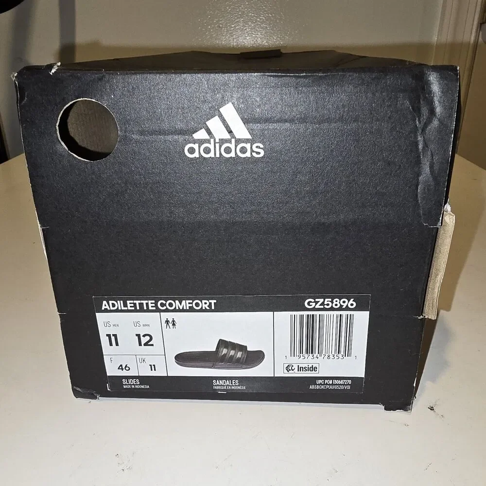 Adidas Men's Size 11 Adilette Slides Sandal Shoe GZ5896 Black / Black Stripe New